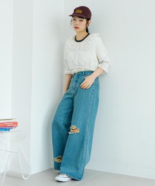 eLur(エラー)の「サンフラワーリンガーT(Tシャツ/カットソー・レディース・オレンジ/アイボリー・FREE)」の16枚目の写真