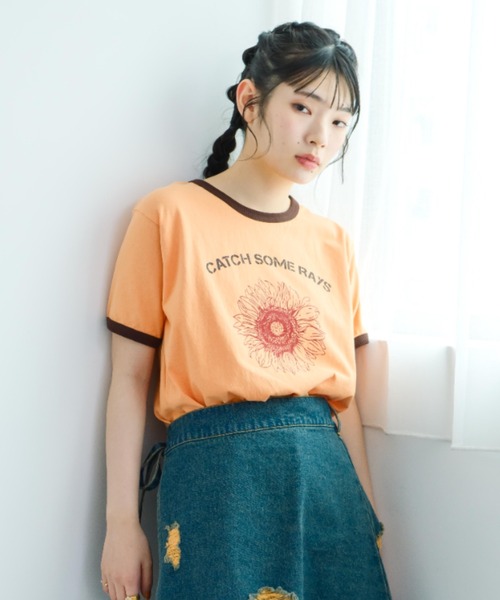 tシャツ 「eLur」サンフラワーリンガーT レディース eLur tシャツ 「eLur」サンフラワーリンガーT レディース