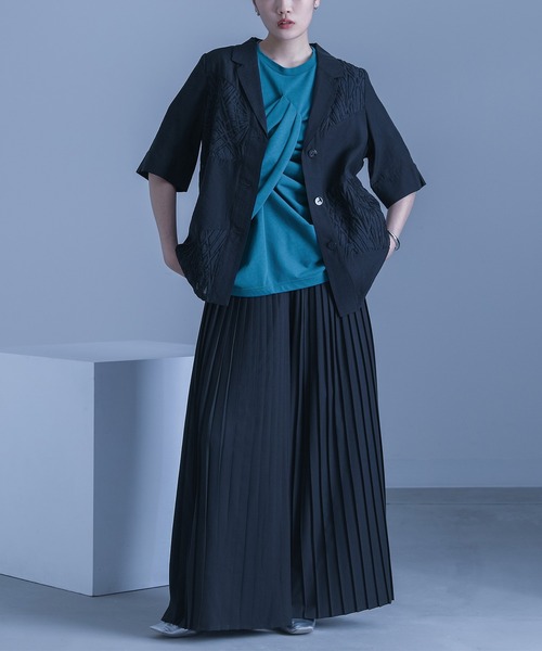 kOhAKU（コハク）の「【機能素材】『フロントドレープカットソー』（Tシャツ/カットソー・レディース・ブラック/ブルー・1/2）」の8枚目の写真