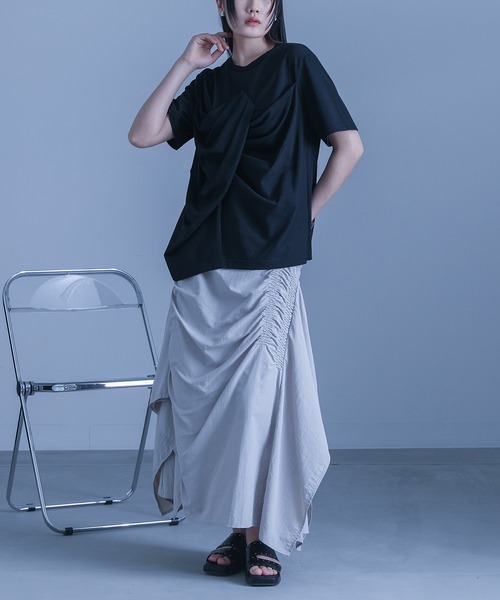 kOhAKU（コハク）の「【機能素材】『フロントドレープカットソー』（Tシャツ/カットソー・レディース・ブラック/ブルー・1/2）」の12枚目の写真