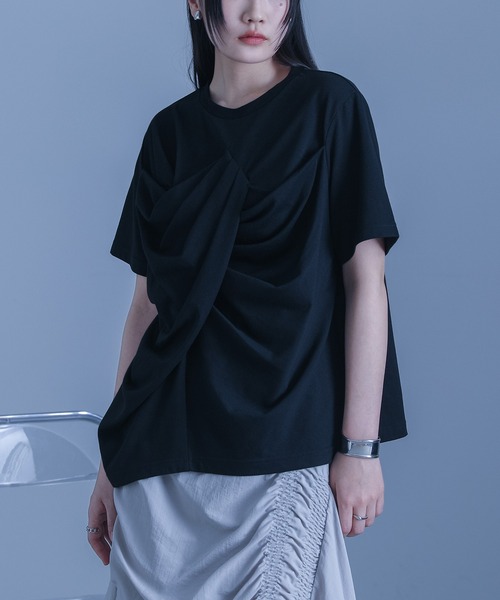 kOhAKU（コハク）の「【機能素材】『フロントドレープカットソー』（Tシャツ/カットソー・レディース・ブラック/ブルー・1/2）」の9枚目の写真