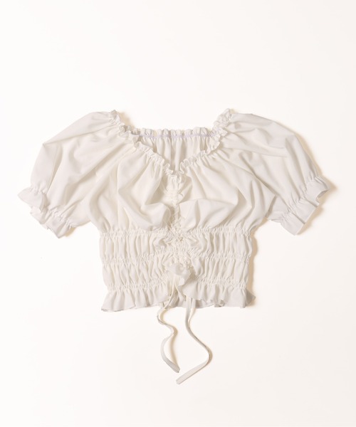 PHILLY（フィリー）の「【PHILLY】2WAYドロスト半袖ブラウス（シャツ/ブラウス・レディース・ホワイト/ブラック・FREE）」の13枚目の写真