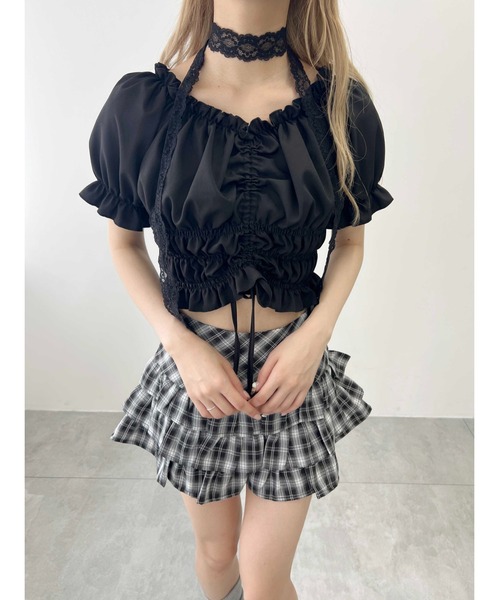 PHILLY（フィリー）の「【PHILLY】2WAYドロスト半袖ブラウス（シャツ/ブラウス・レディース・ホワイト/ブラック・FREE）」の8枚目の写真