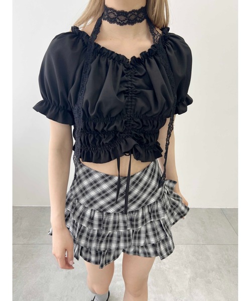 PHILLY（フィリー）の「【PHILLY】2WAYドロスト半袖ブラウス（シャツ/ブラウス・レディース・ホワイト/ブラック・FREE）」の10枚目の写真