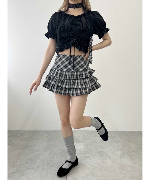 PHILLY（フィリー）の「【PHILLY】2WAYドロスト半袖ブラウス（シャツ/ブラウス・レディース・ホワイト/ブラック・FREE）」の11枚目の写真