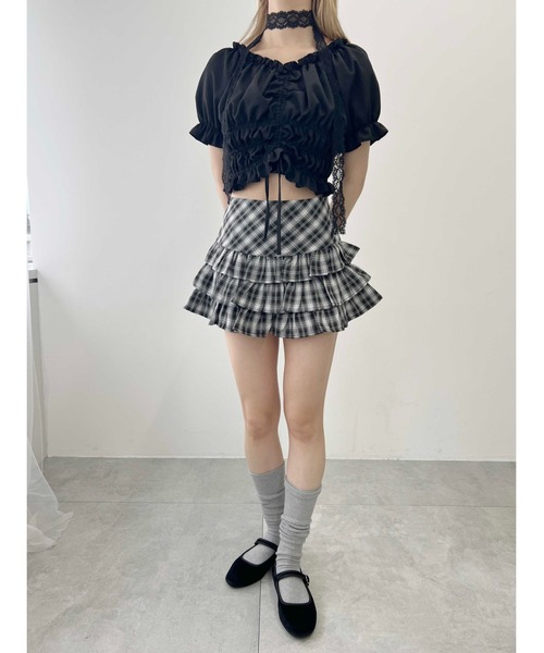 PHILLY（フィリー）の「【PHILLY】2WAYドロスト半袖ブラウス（シャツ/ブラウス・レディース・ホワイト/ブラック・FREE）」の12枚目の写真