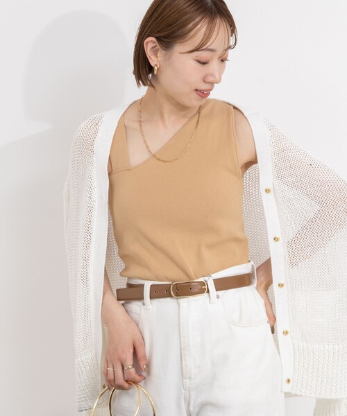 NOLLEY’S（ノーリーズ）の「◇【WEB限定】アシンメトリーカップ付きタンクトップ（タンクトップ・レディース・ブラック/オフホワイト/キャメル・38）」の20枚目の写真