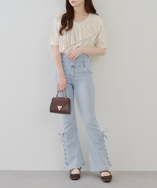 Another Branch olive des olive（アナザーブランチオリーブデオリーブ）の「サイドレースUPセミフレアデニム（デニムパンツ・レディース・ブラック系その他/ブラック/ブルー系その他/その他・MEDIUM/SMALL）」の19枚目の写真