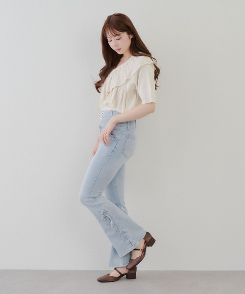 Another Branch olive des olive（アナザーブランチオリーブデオリーブ）の「サイドレースUPセミフレアデニム（デニムパンツ・レディース・ブラック系その他/ブラック/ブルー系その他/その他・MEDIUM/SMALL）」の20枚目の写真