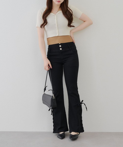 MUVEIL サイドレースデニムパンツ ブラック 34 heki ヘキ サイドレースデニムパンツ（デニムパンツ）｜THE