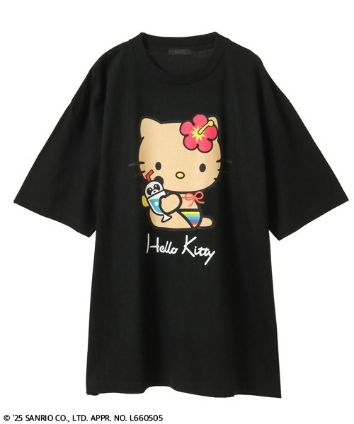 Candy Stripper(キャンディストリッパー)の「【HELLO KITTY】GAL BIG Tシャツ(Tシャツ/カットソー・レディース・ブラック/オフホワイト・FREE)」の1枚目の写真