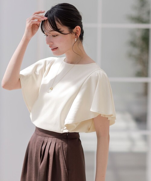ANY SIS(エニィスィス)の「着映えフリルスリーブ カットソー(Tシャツ/カットソー・レディース・アイボリー系/ピンク系/ダークブラウン系/グリーン系/スカイブルー系/ブラック系・2)」の4枚目の写真