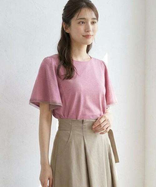 ANY SIS(エニィスィス)の「着映えフリルスリーブ カットソー(Tシャツ/カットソー・レディース・アイボリー系/ピンク系/ダークブラウン系/グリーン系/スカイブルー系/ブラック系・2)」の6枚目の写真