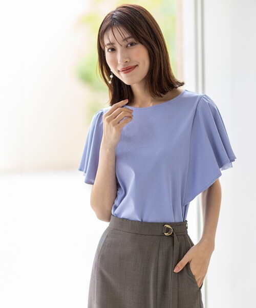 ANY SIS(エニィスィス)の「着映えフリルスリーブ カットソー(Tシャツ/カットソー・レディース・アイボリー系/ピンク系/ダークブラウン系/グリーン系/スカイブルー系/ブラック系・2)」の12枚目の写真