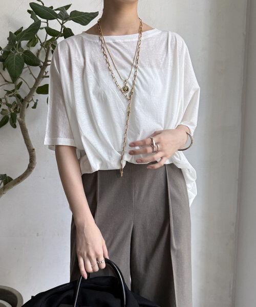 セール】【WEB限定】ボートネック切替プルオーバー（Tシャツ