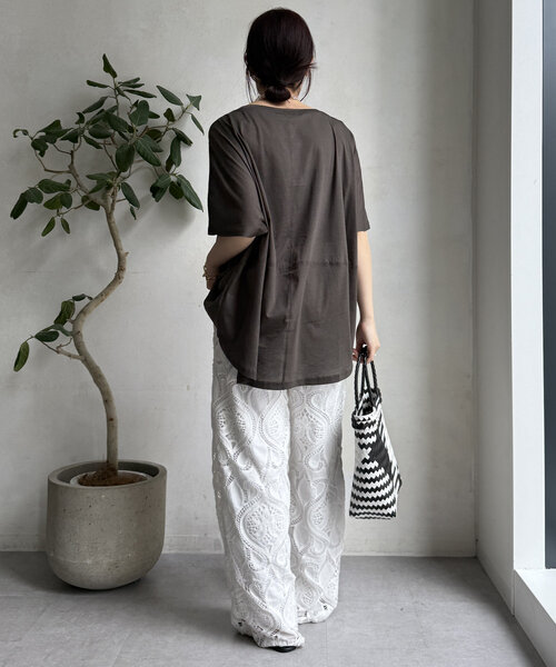 セール】【WEB限定】ボートネック切替プルオーバー（Tシャツ