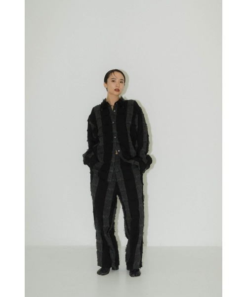 トップス Knuth Marf fringe switching shirt Knuth Marf - fringe switching shirt / フリンジスイッチング