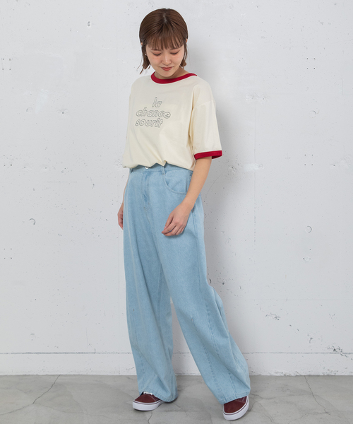 POU DOU DOU（プードゥドゥ）の「ルーズバレルジーンズ（デニムパンツ・レディース・パープル系/キナリ/インディゴブルー・M）」の5枚目の写真