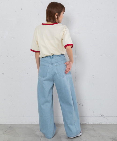 POU DOU DOU（プードゥドゥ）の「ルーズバレルジーンズ（デニムパンツ・レディース・パープル系/キナリ/インディゴブルー・M）」の7枚目の写真