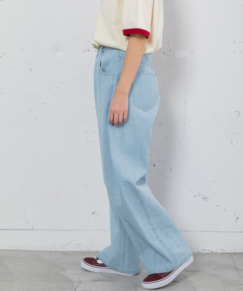 POU DOU DOU（プードゥドゥ）の「ルーズバレルジーンズ（デニムパンツ・レディース・パープル系/キナリ/インディゴブルー・M）」の10枚目の写真