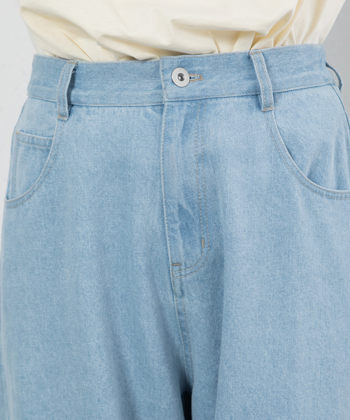POU DOU DOU（プードゥドゥ）の「ルーズバレルジーンズ（デニムパンツ・レディース・パープル系/キナリ/インディゴブルー・M）」の12枚目の写真
