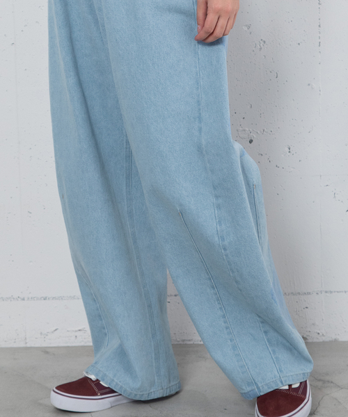 POU DOU DOU（プードゥドゥ）の「ルーズバレルジーンズ（デニムパンツ・レディース・パープル系/キナリ/インディゴブルー・M）」の14枚目の写真