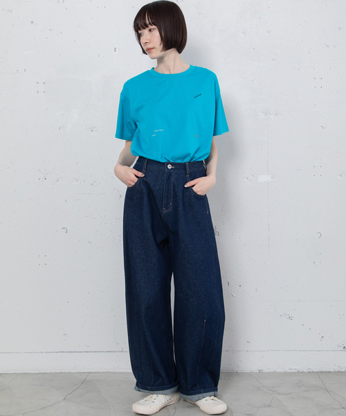 POU DOU DOU（プードゥドゥ）の「ルーズバレルジーンズ（デニムパンツ・レディース・パープル系/キナリ/インディゴブルー・M）」の16枚目の写真