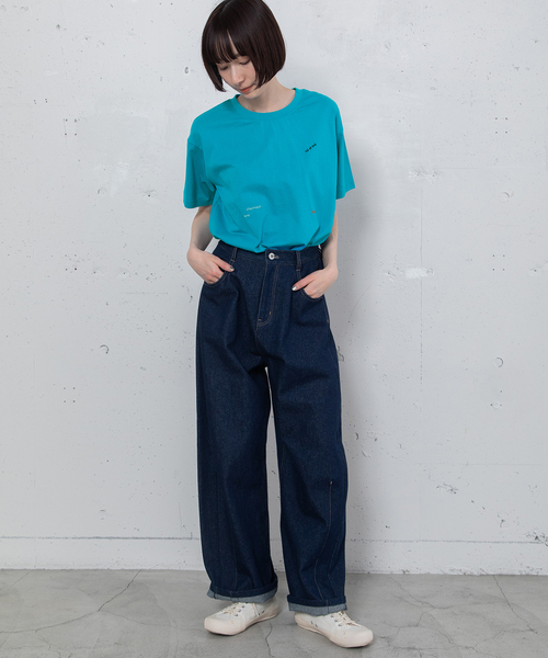 POU DOU DOU（プードゥドゥ）の「ルーズバレルジーンズ（デニムパンツ・レディース・パープル系/キナリ/インディゴブルー・M）」の17枚目の写真