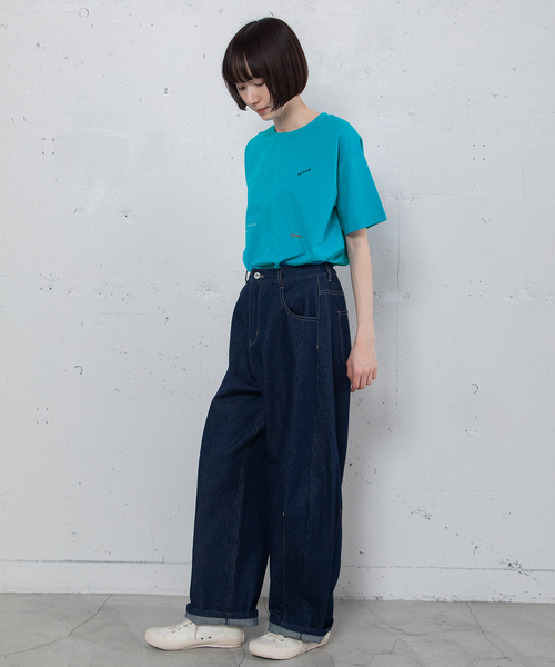 POU DOU DOU（プードゥドゥ）の「ルーズバレルジーンズ（デニムパンツ・レディース・パープル系/キナリ/インディゴブルー・M）」の18枚目の写真