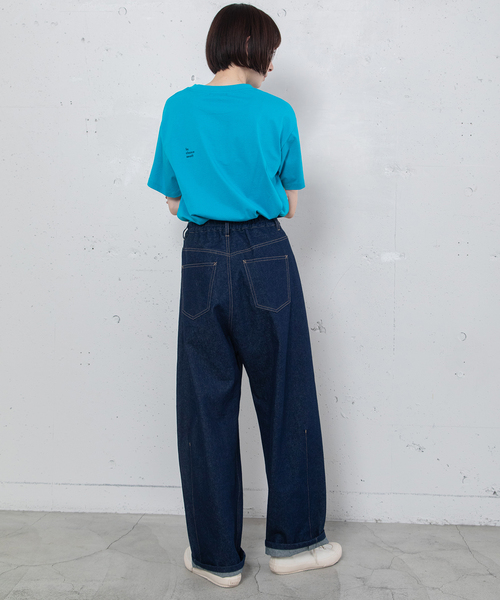 POU DOU DOU（プードゥドゥ）の「ルーズバレルジーンズ（デニムパンツ・レディース・パープル系/キナリ/インディゴブルー・M）」の19枚目の写真