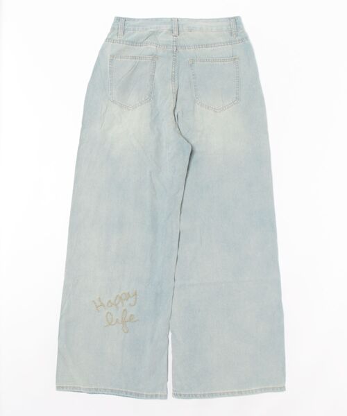 AsRiRe（アスリレイ）の「パール刺繍ワイドジーンズ（デニムパンツ・レディース・サックスブルー・S/M/L）」の14枚目の写真