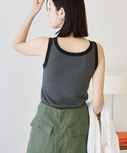 AMERICAN HOLIC(アメリカンホリック)の「バイカラーテレコタンクトップ(タンクトップ・レディース・アイボリー/チャコールグレー/ライトベージュ/ネイビー・M/L)」の12枚目の写真
