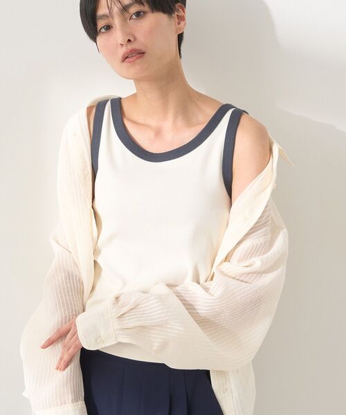 AMERICAN HOLIC(アメリカンホリック)の「バイカラーテレコタンクトップ(タンクトップ・レディース・アイボリー/チャコールグレー/ライトベージュ/ネイビー・M/L)」の15枚目の写真