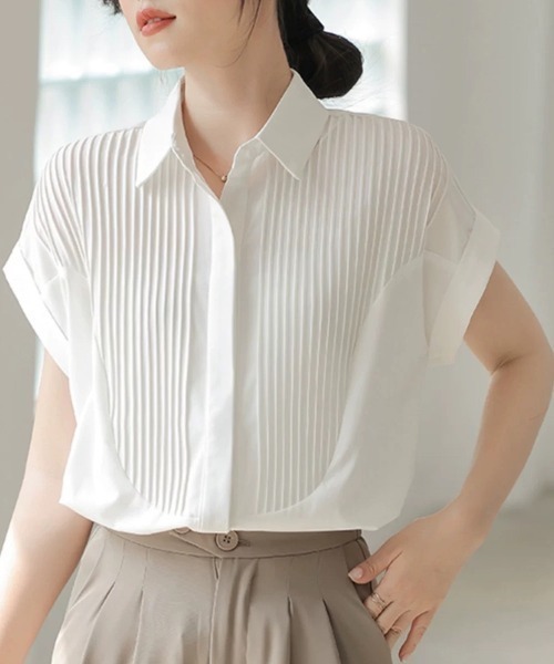 Beststore(ベストストア)の「フレンチスリーブ ブラウス シャツブラウス 半袖(シャツ/ブラウス・レディース・ブルー/ホワイト・FREE)」の14枚目の写真