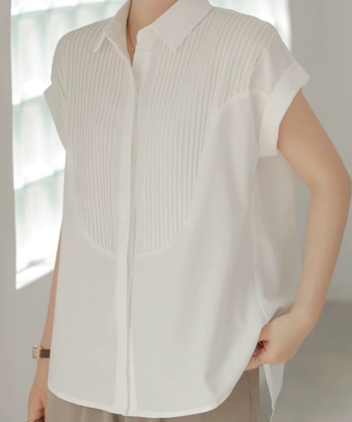 Beststore(ベストストア)の「フレンチスリーブ ブラウス シャツブラウス 半袖(シャツ/ブラウス・レディース・ブルー/ホワイト・FREE)」の3枚目の写真