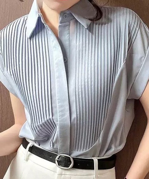 Beststore(ベストストア)の「フレンチスリーブ ブラウス シャツブラウス 半袖(シャツ/ブラウス・レディース・ブルー/ホワイト・FREE)」の9枚目の写真