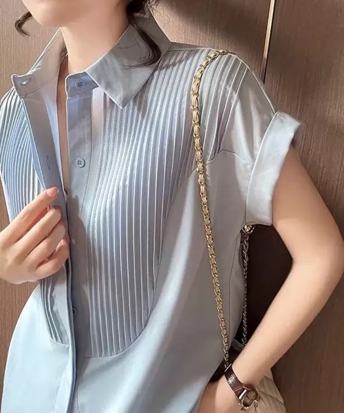 Beststore(ベストストア)の「フレンチスリーブ ブラウス シャツブラウス 半袖(シャツ/ブラウス・レディース・ブルー/ホワイト・FREE)」の10枚目の写真
