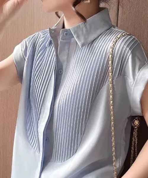 Beststore(ベストストア)の「フレンチスリーブ ブラウス シャツブラウス 半袖(シャツ/ブラウス・レディース・ブルー/ホワイト・FREE)」の11枚目の写真