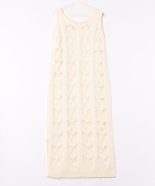 Bab(バブ)の「【S・Mサイズ展開】ミックス編みニットワンピース(ワンピース・レディース・アイボリー/グレー・SMALL/MEDIUM)」の3枚目の写真