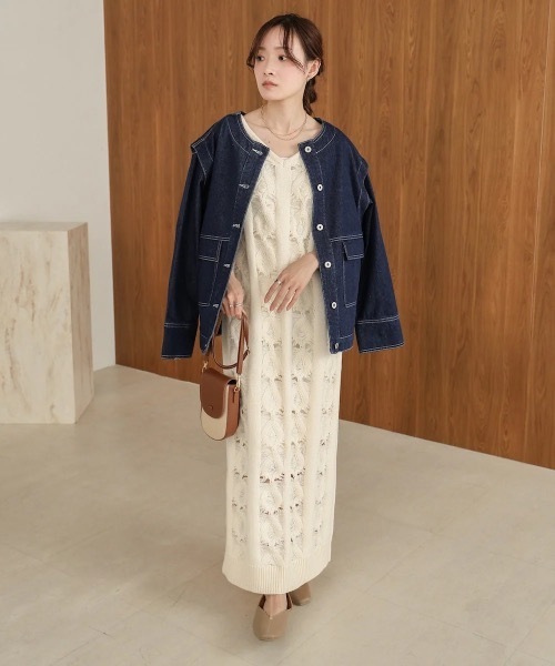 Bab(バブ)の「【S・Mサイズ展開】ミックス編みニットワンピース(ワンピース・レディース・アイボリー/グレー・SMALL/MEDIUM)」の12枚目の写真