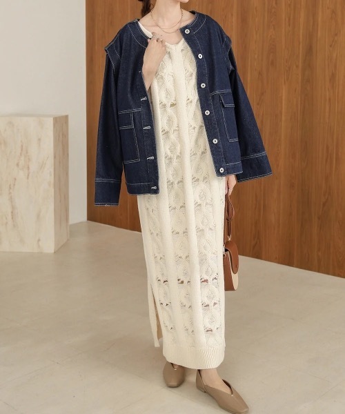 Bab(バブ)の「【S・Mサイズ展開】ミックス編みニットワンピース(ワンピース・レディース・アイボリー/グレー・SMALL/MEDIUM)」の13枚目の写真