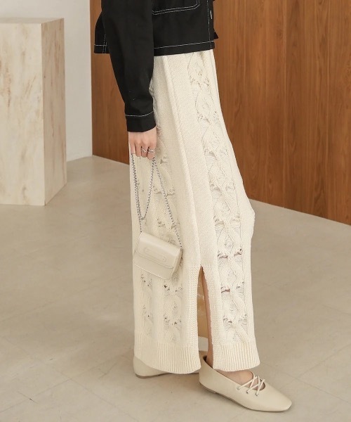 Bab(バブ)の「【S・Mサイズ展開】ミックス編みニットワンピース(ワンピース・レディース・アイボリー/グレー・SMALL/MEDIUM)」の14枚目の写真