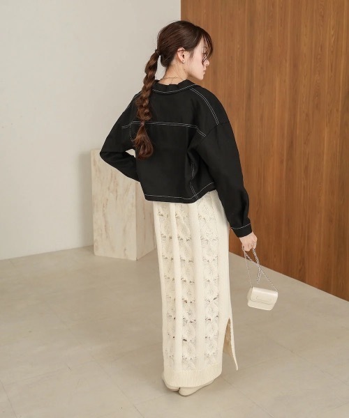 Bab(バブ)の「【S・Mサイズ展開】ミックス編みニットワンピース(ワンピース・レディース・アイボリー/グレー・SMALL/MEDIUM)」の15枚目の写真