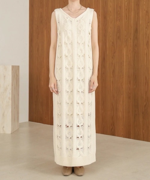 Bab(バブ)の「【S・Mサイズ展開】ミックス編みニットワンピース(ワンピース・レディース・アイボリー/グレー・SMALL/MEDIUM)」の17枚目の写真