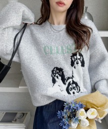 ドッグデザイン ジャガードニット PO