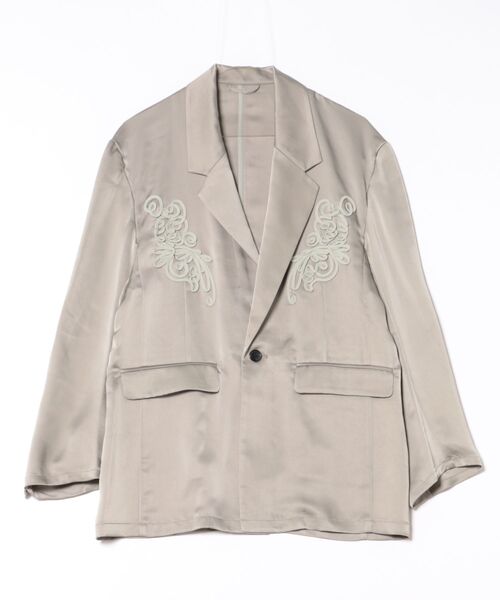 Knuth Marf（クヌースマーフ）の「【Knuth Marf】embroidered satin jacket サテンジャケット（テーラードジャケット・レディース・モスグリーン/ブラック/アイボリー・FREE）」の4枚目の写真