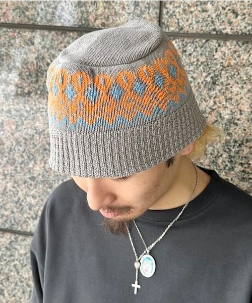 BEAMS（ビームス）の「ジャカード ニット バケットハット（ニットキャップ/ビーニー・メンズ・グリーン/ブラック/グレー/ネイビー・ONE SIZE）」の10枚目の写真