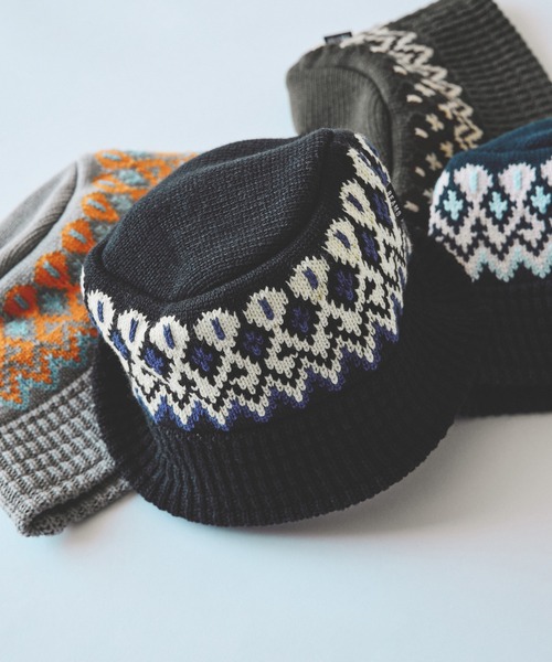 BEAMS（ビームス）の「ジャカード ニット バケットハット（ニットキャップ/ビーニー・メンズ・グリーン/ブラック/グレー/ネイビー・ONE SIZE）」の6枚目の写真