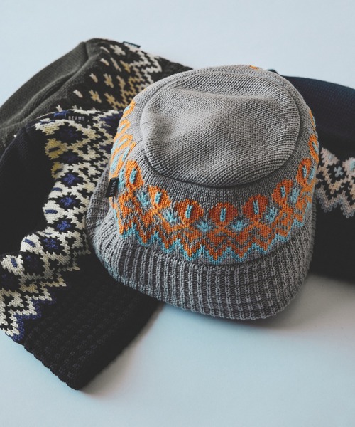 BEAMS（ビームス）の「ジャカード ニット バケットハット（ニットキャップ/ビーニー・メンズ・グリーン/ブラック/グレー/ネイビー・ONE SIZE）」の7枚目の写真