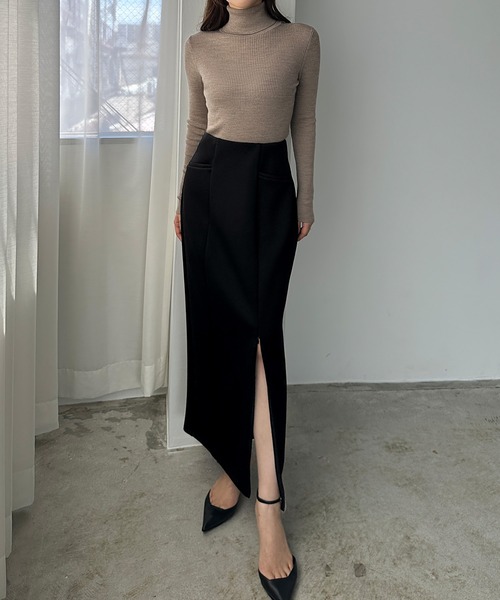 Louere(ルエレ)の「ポケットデザインファスナースリットIラインポンチスカート(スカート・レディース・ブラック/ブラウン/チャコール・X-LARGE/LARGE/MEDIUM/SMALL)」の18枚目の写真